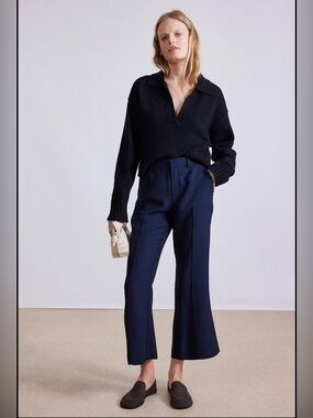 Apiece Apart Rene Flare Trouser Navy Blue ~ 6